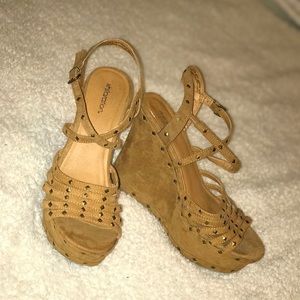Cute dark brown studded wedges